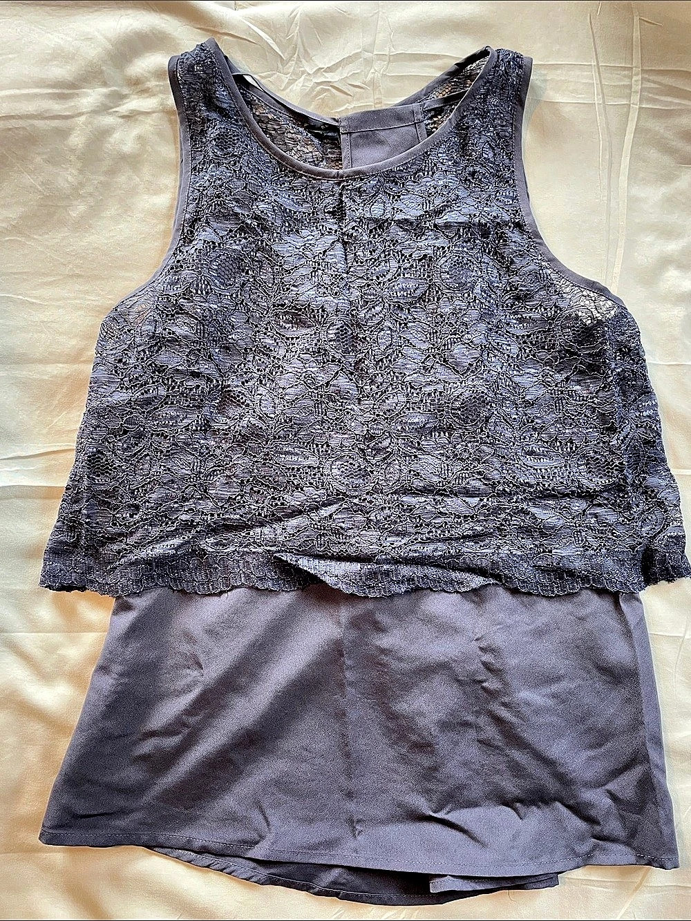 Banana Republic Lace Overlay Tank Top in Purple Size Small